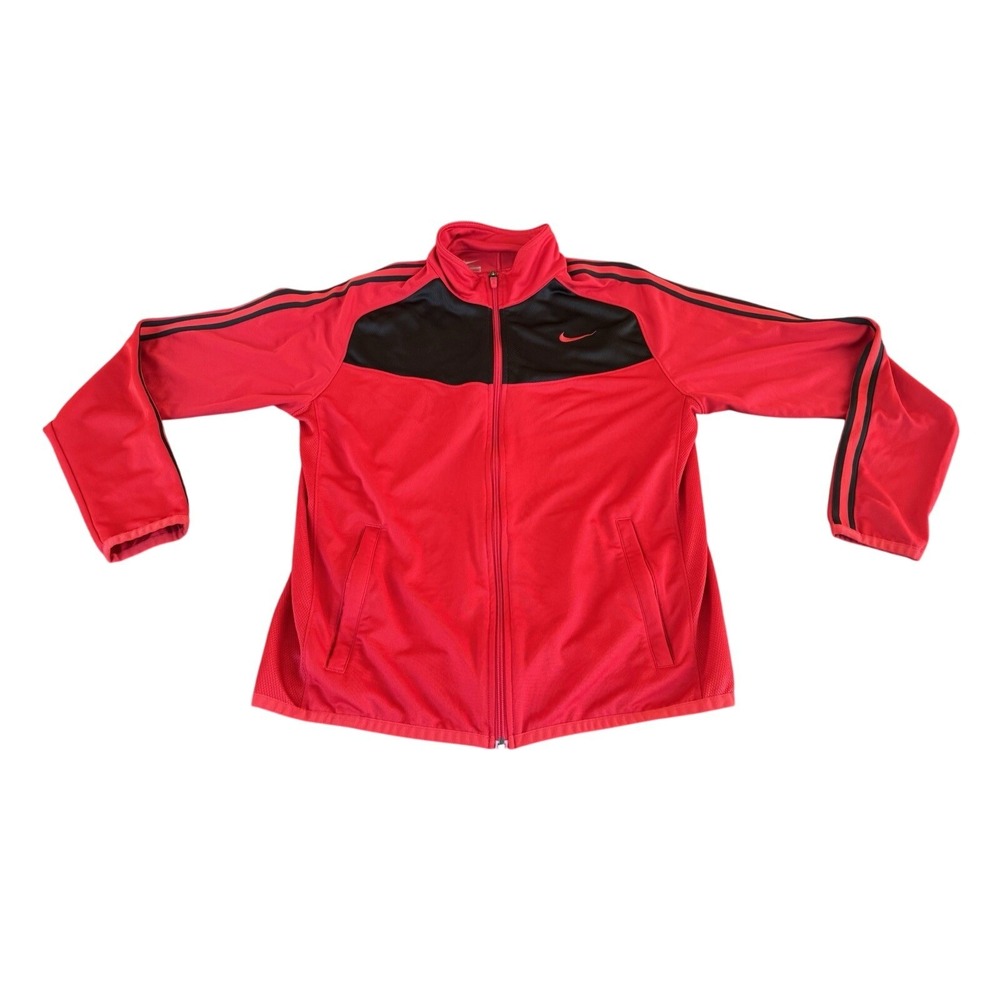 Nike Mens Full Zip Track Jacket Red Black Mesh Panel Swoosh FA140206HON Size M‎